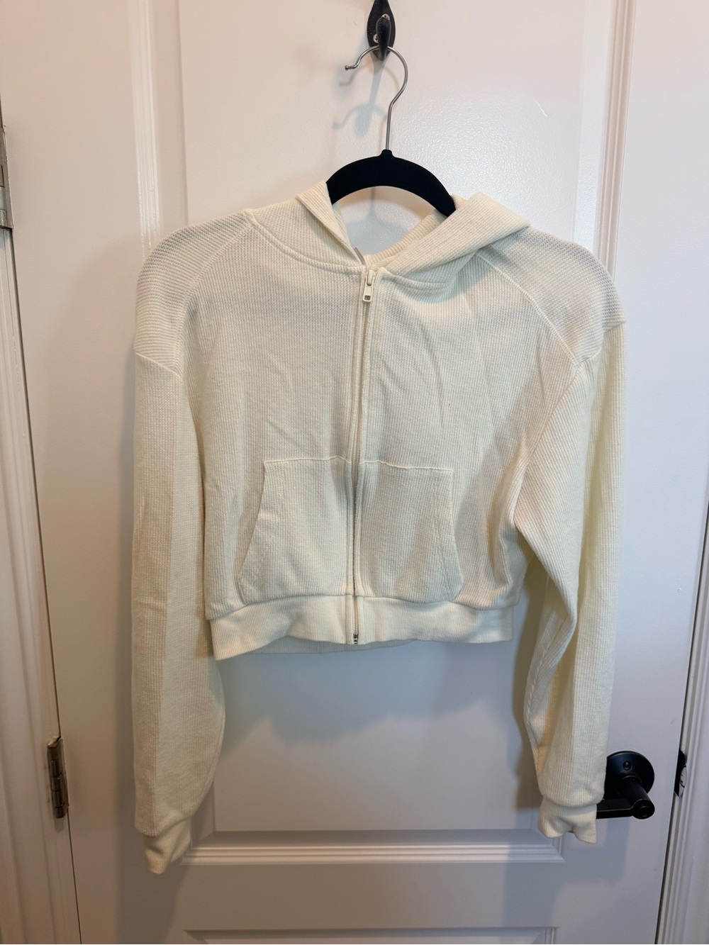 SKIMS Cropped Zip-Up Hooded Sweater Jacket - Cream